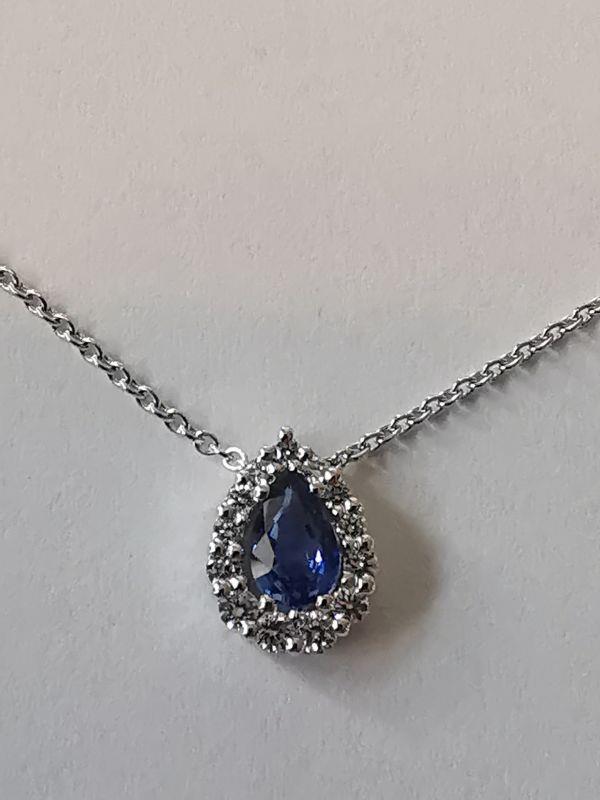 Anhänger  mit Brillant und Saphir