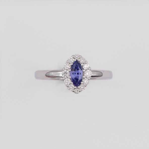 Farbsteinring mit Brillant Weißgold