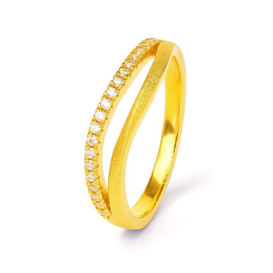 Ring mit Zirkonia I 925 Goldplattiert I 54 I Linda