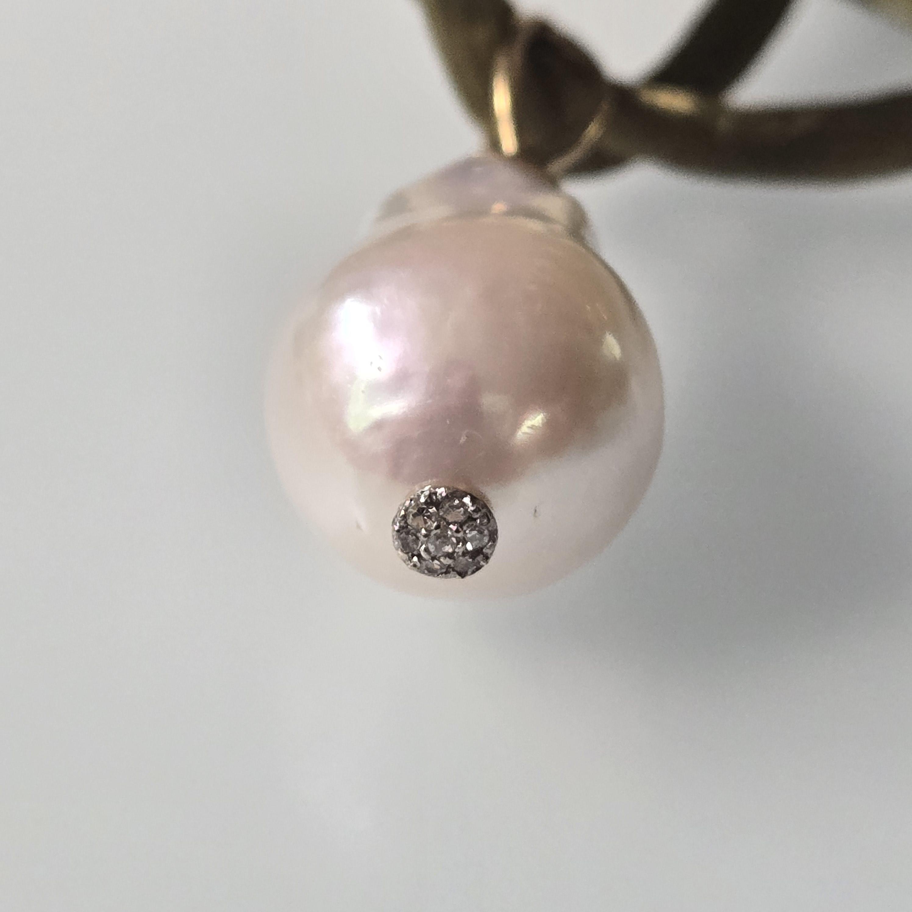 Perlanhänger mit Brillant I Barock I 585 I 0,01ct