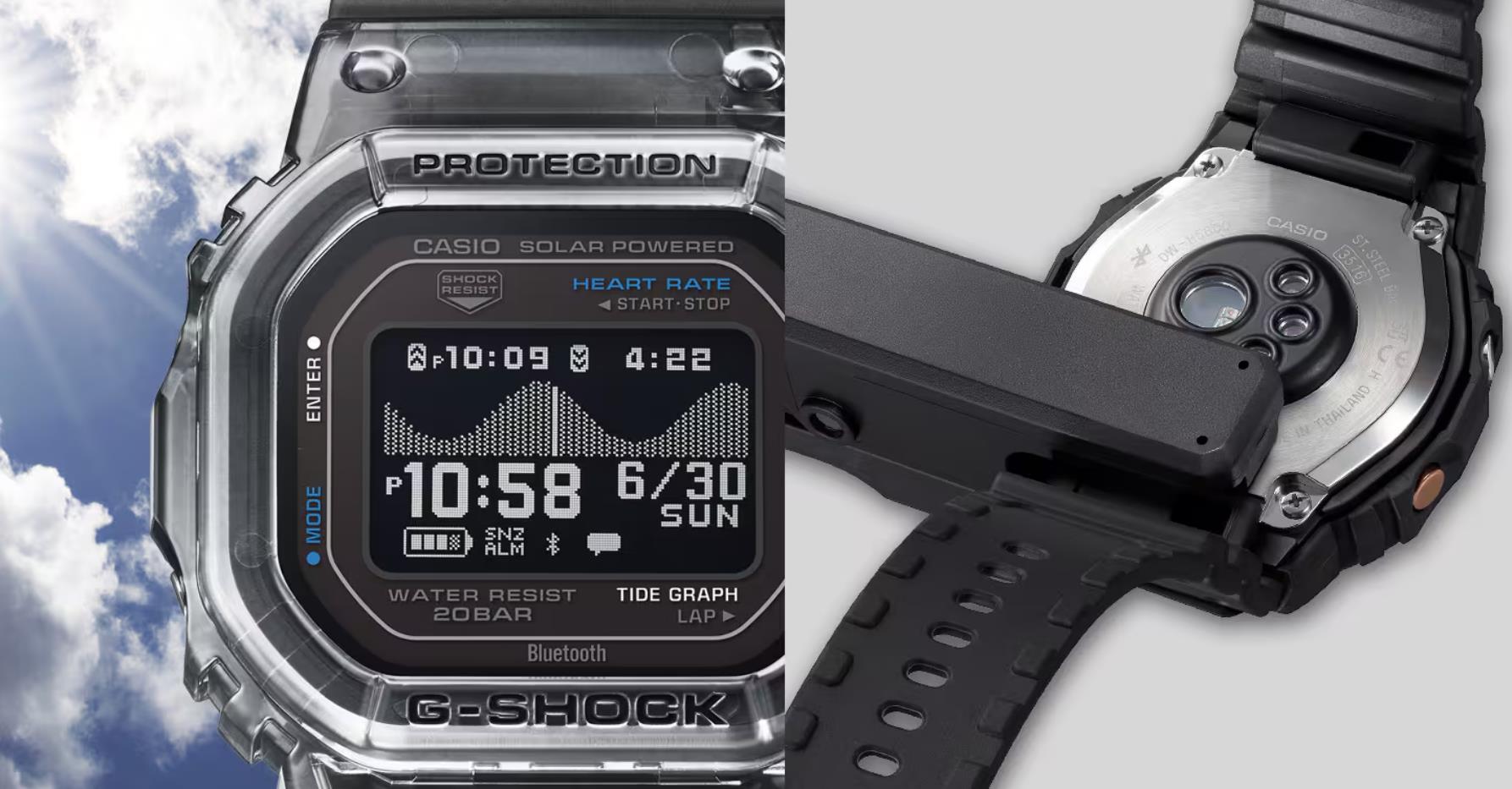 G-Shock GBX-H5600-1 optischer Herzfrequenzsensor auf der Rückseite