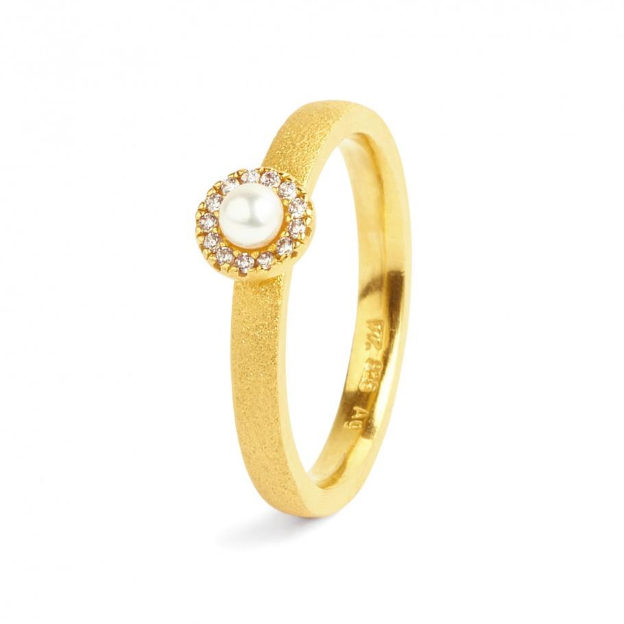 Ring mit Süßwasserperle I 24-Karat-goldplattiert