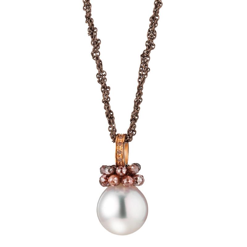 Collier mit Perle und Diamanten I 750