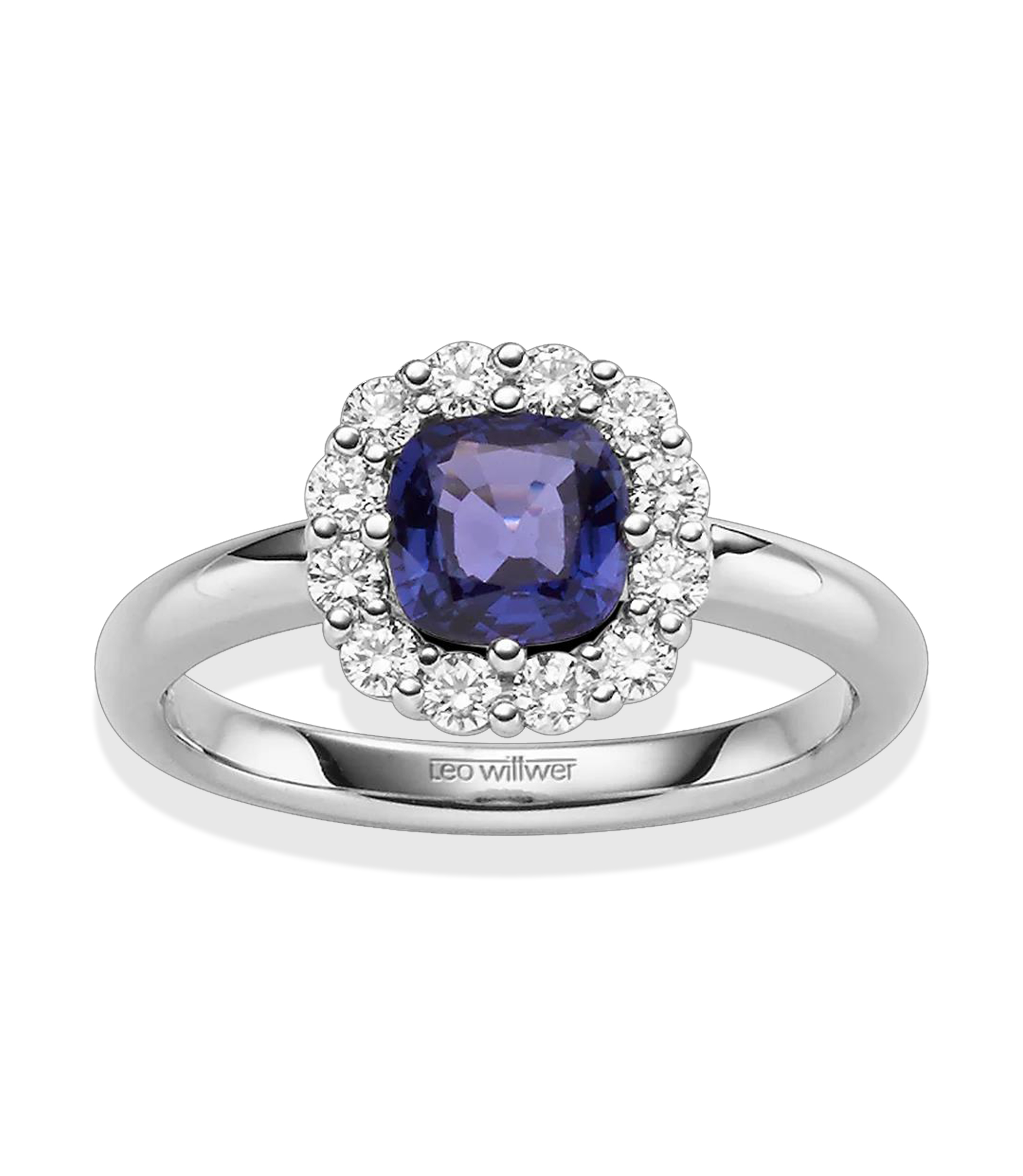 Antragsring Saphir 0,99 Ct mit Brillanten 0,35 Ct