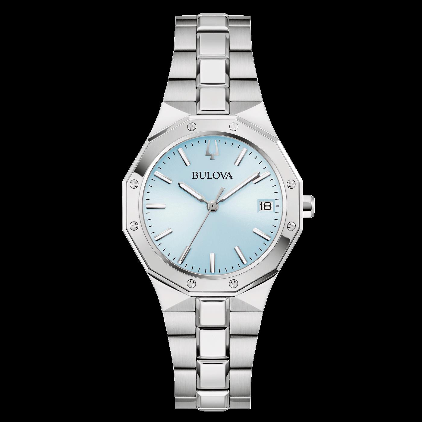 Bulova Damenuhr 96M169 – Blaue Eleganz in Silber